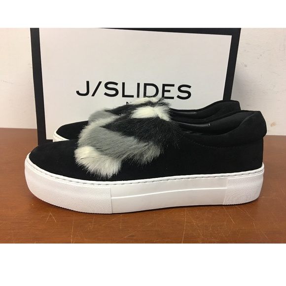$150 J/Slides NY Alexi Suede Faux Fur Fashion Platform Sneaker Shoes - Picture 2 of 7